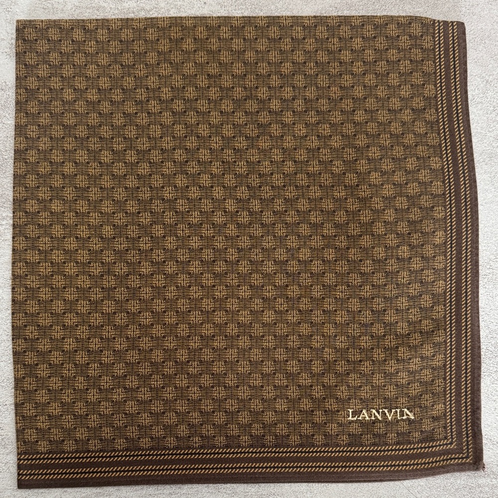 Lanvin Dark Brown Geometric Pocket Square